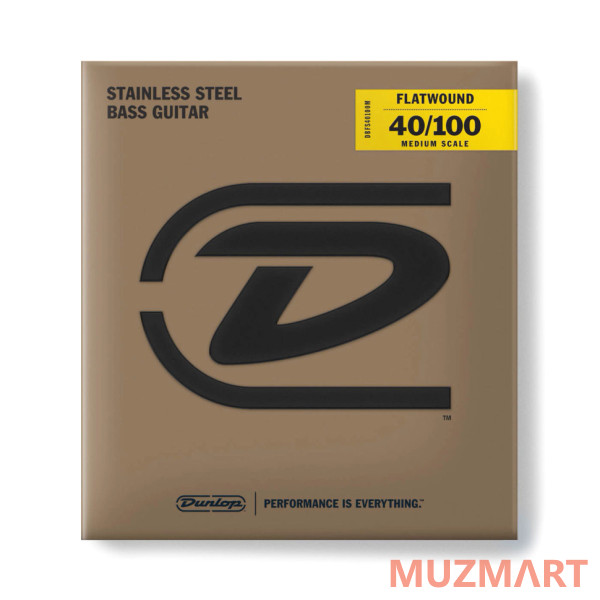 Dunlop DBFS40100M Flatwound Stainles Steel Medium Scale Струны для бас-гитары