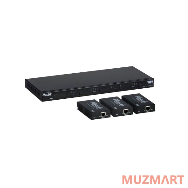 Muxlab 500412-EU Комплект: HDMI/HDBaseT матричный коммутатор 4x4 с приемниками HDBaseT с PoC