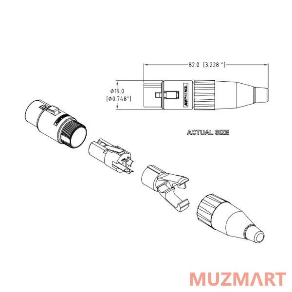 Amphenol AC3F разъём 3 XLR мама кабельный