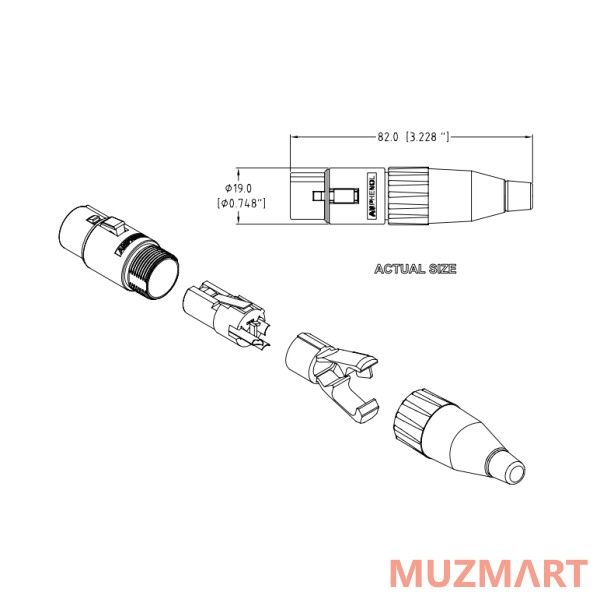 Amphenol AC3FB разъём 3 XLR мама кабельный