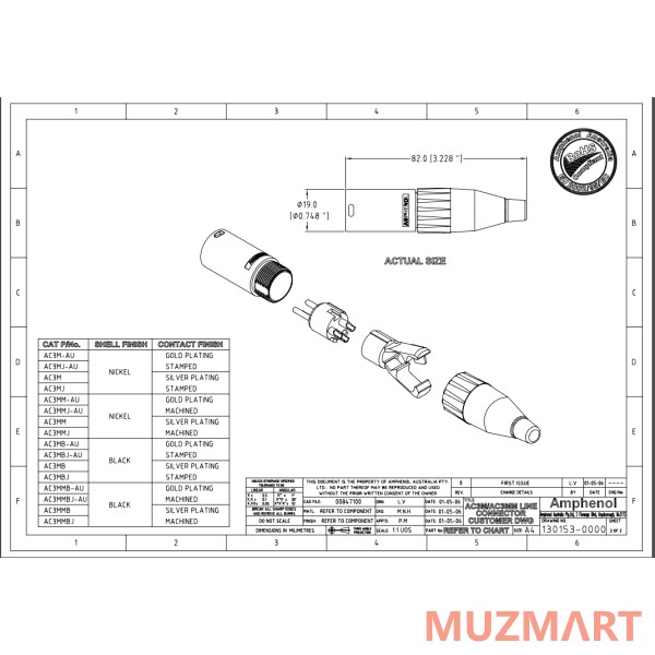 Amphenol AC3MB Разъем XLR кабельный папа