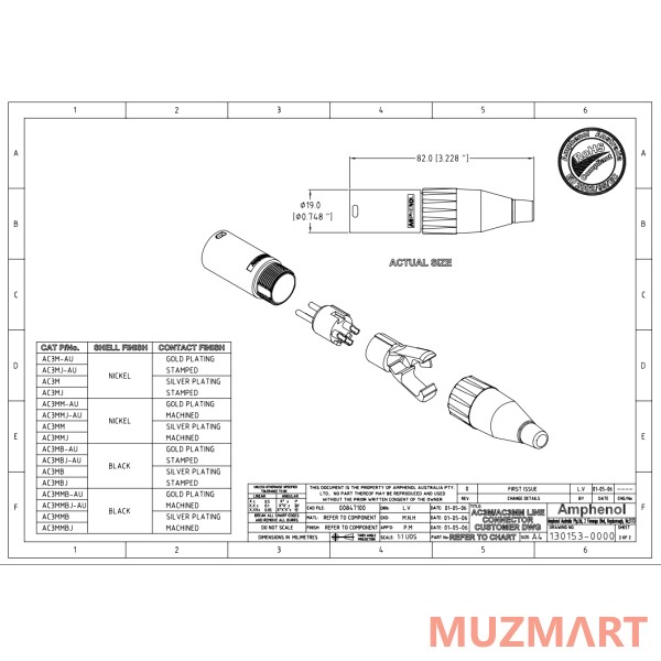 Amphenol AC3MM Разъем XLR кабельный папа