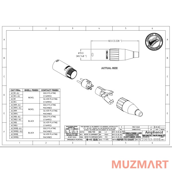 Amphenol AC3MMB Разъем XLR кабельный папа