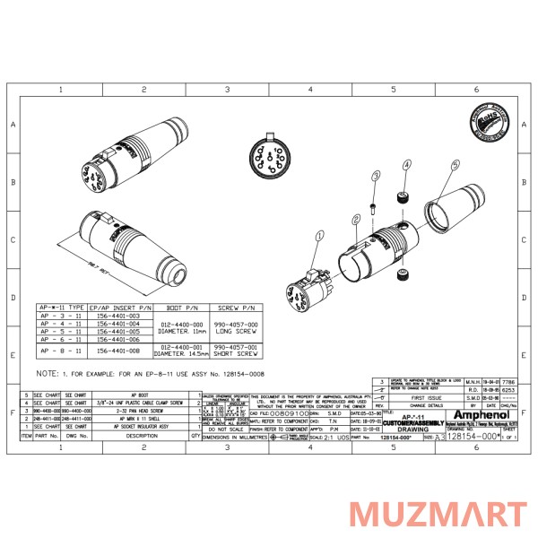 Amphenol AP-6-11 Кабельный разъем EP
