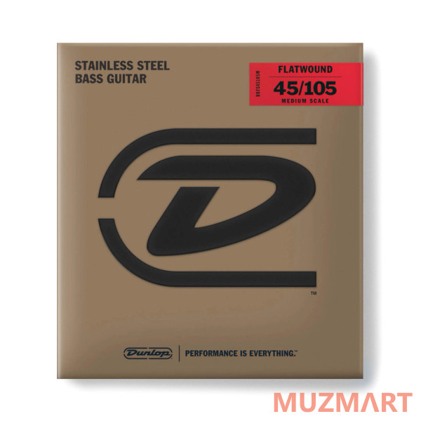 Dunlop DBFS45105M Flatwound Stainless Steel Medium Scale Струны для бас-гитары