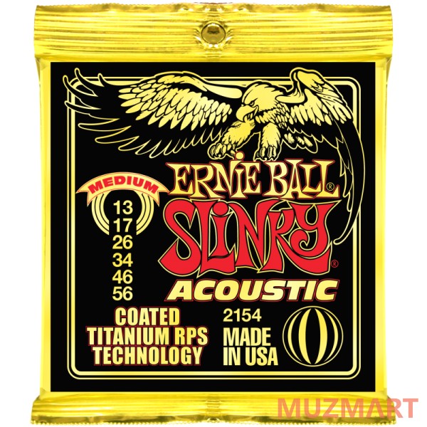 Ernie Ball 2154 струны для акустической гитары Coated Titanium RPS