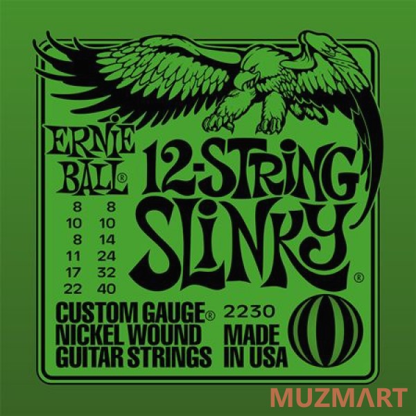 Ernie Ball 2230 Струны для 12-струнной электрогитары Nickel Slinky 12