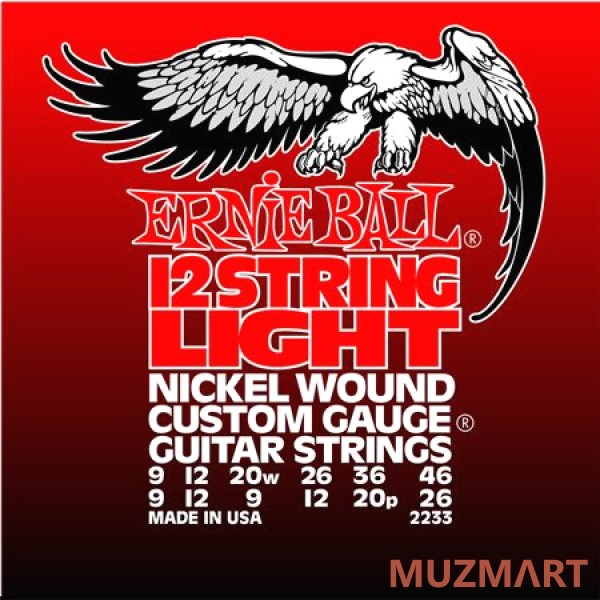 Ernie Ball 2233 Струны для 12-струнной электрогитары Nickel Light 12