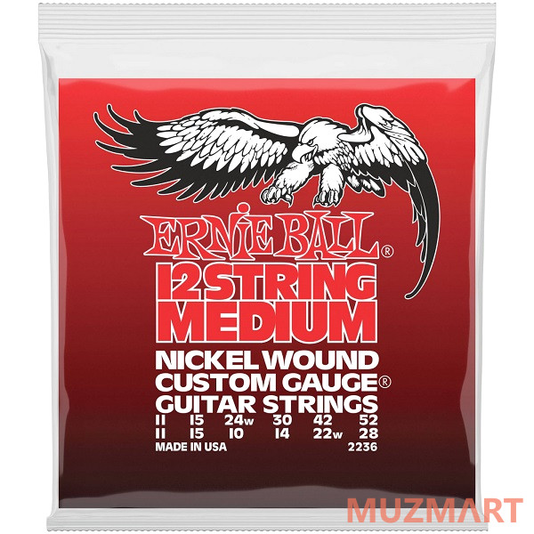 Ernie Ball 2236 Струны для 12-струнной электрогитары Nickel Medium 12