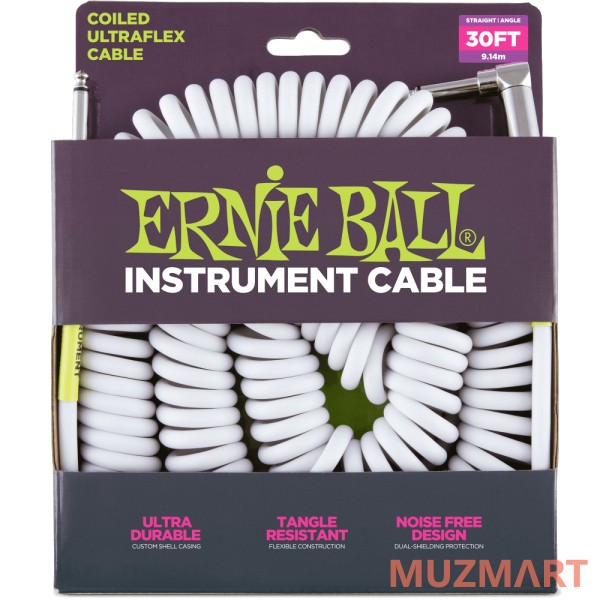 Ernie Ball 6045 Кабель инструментальный 9 метров белый