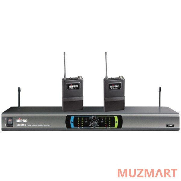 Mipro MR-823/MT-801a*2 (620.100/622.350) радиосистема с двумя портативными поясными передатчиками
