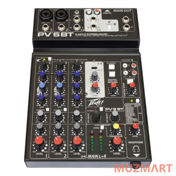 Peavey PV 6 BT 6-канальный аналоговый микшерный пульт с компрессором