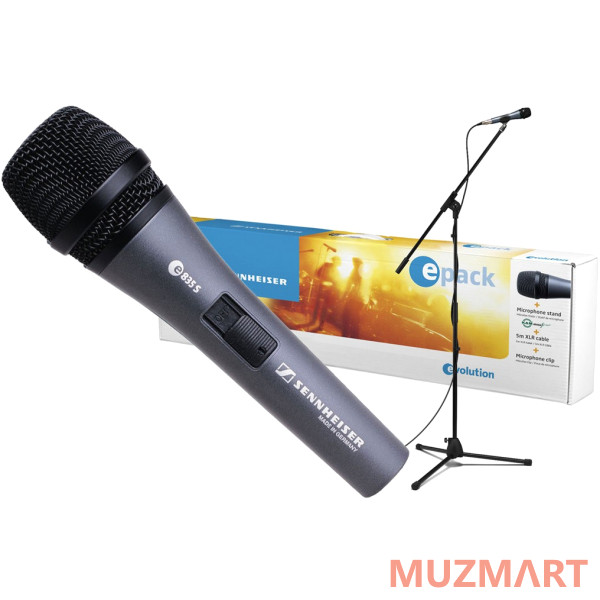 Sennheiser EPACK E 835-S Комплект: микрофон E 835-S, кабель XLR-XLR, стойка, держатель