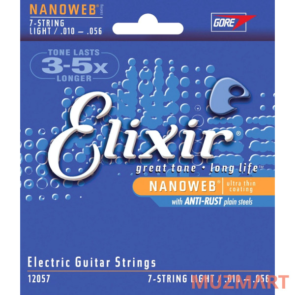 Elixir 12057 NANOWEB Комплект струн для 7-струнной электрогитары