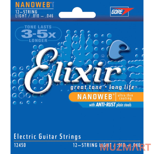 Elixir 12450 NANOWEB Комплект струн для 12-струнной электрогитары