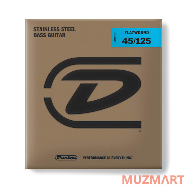 Dunlop DBFS45125 Flatwound Stainless Steel Long Scale Струны для 5-струнной бас-гитары