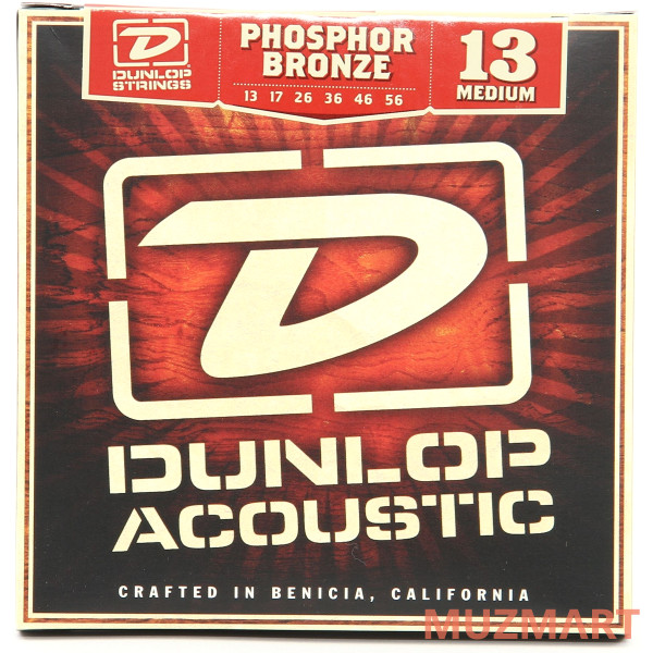 Dunlop DAP1356 Комплект струн для акустической гитары, Medium, 13-56