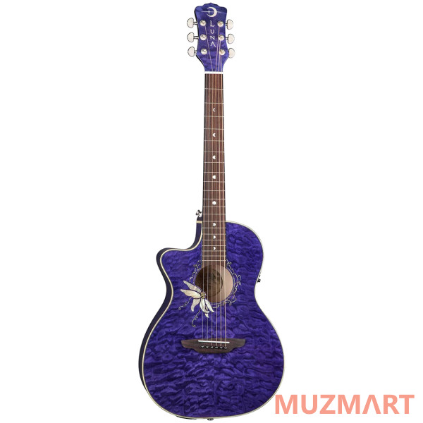 Luna FLO PF QM Lefty Passionflowers Электроакустическая гитара левосторонняя