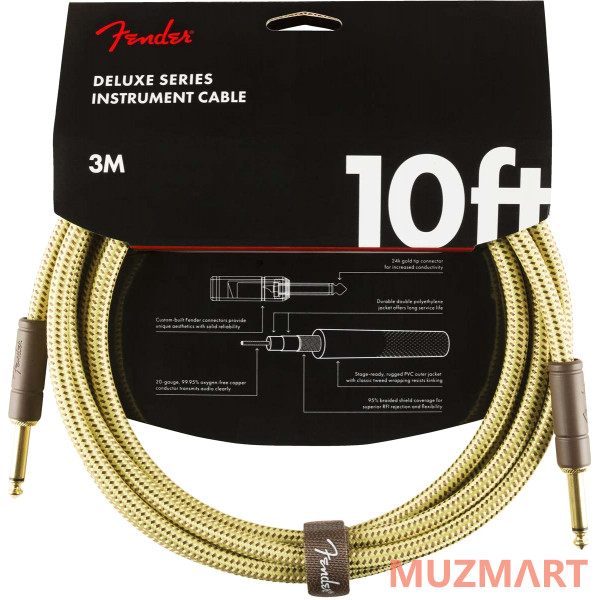 Fender DELUXE 10' INSTRUMENT CABLE TWD Инструментальный кабель