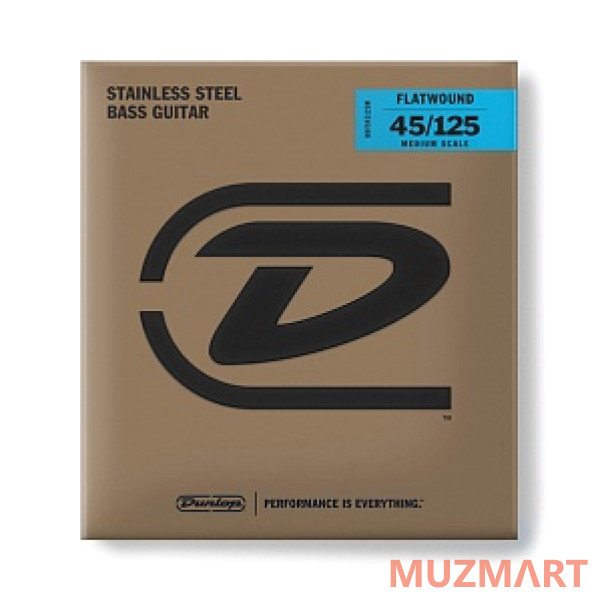 Dunlop DBFS45125M Flatwound Medium Scale Комплект струн 5-струной бас-гитары