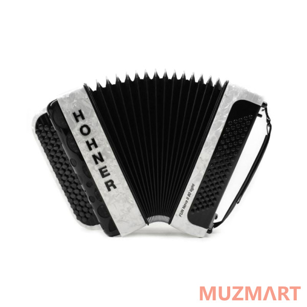 Hohner Fun Nova II 80 Iight (A7001) White Perloid Celluloid Кнопочный аккордеон 3/4 гриф B