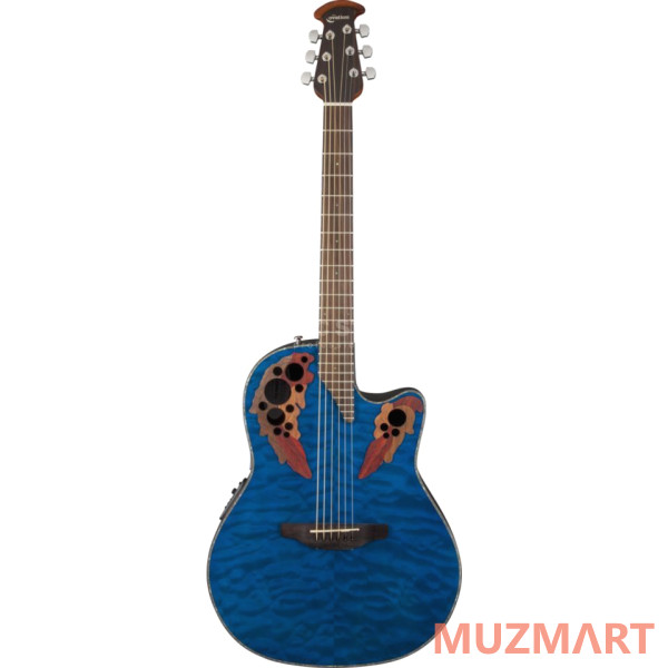 Ovation CE44P-8TQ Celebrity Elite Plus Mid Cutaway Trans Blue Quilt Maple Электроакустическая гитара