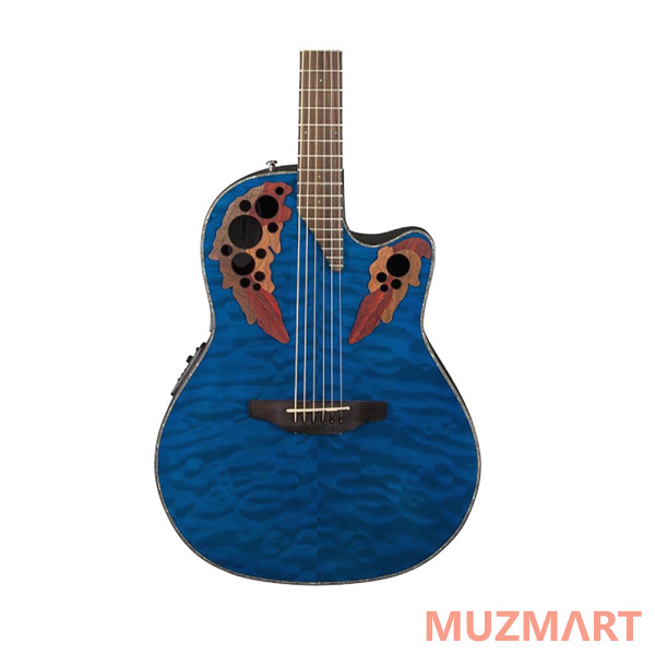 Ovation CE44P-8TQ Celebrity Elite Plus Mid Cutaway Trans Blue Quilt Maple Электроакустическая гитара