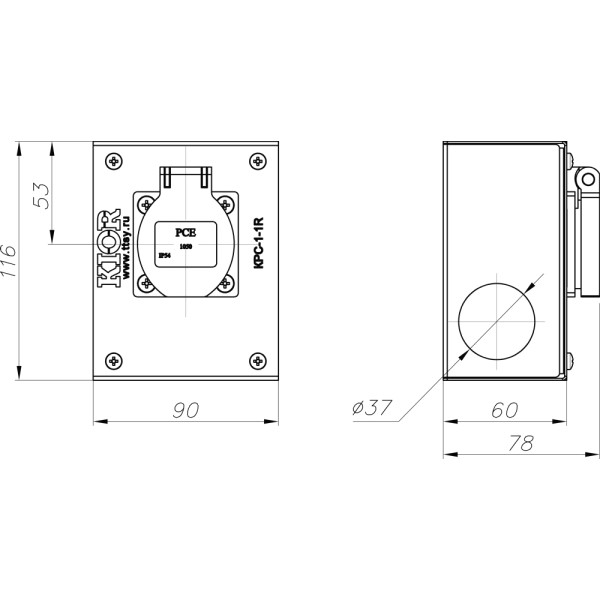 ТТС KPC-1-1R Коробка розеточная