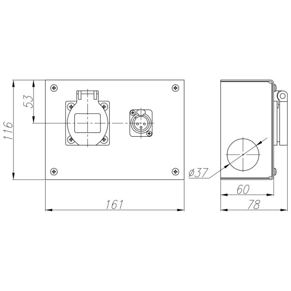 ТТС KPC-2-1R-1F3 Коробка розеточная