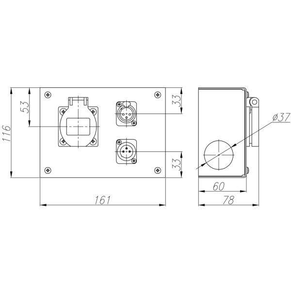 ТТС KPC-2-1R-1F3-1M3 Коробка розеточная
