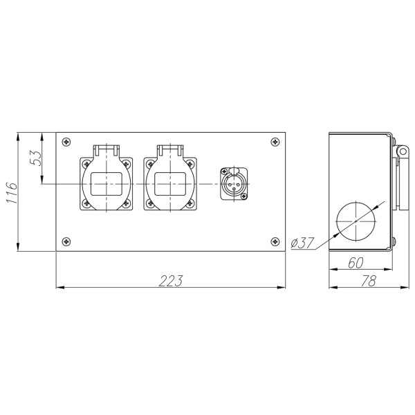 ТТС KPC-3-2R-1F3 Коробка розеточная
