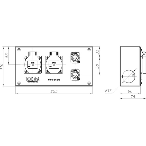 ТТС KPC-3-2R-2F3 Коробка розеточная