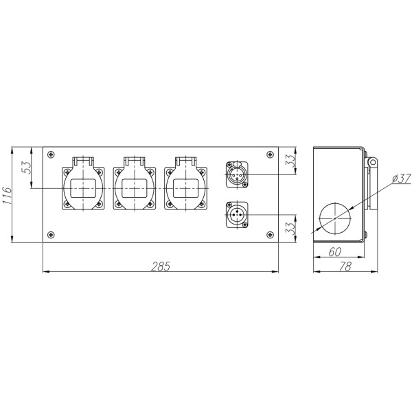 ТТС KPC-4-3R-1F3-1M3 Коробка розеточная
