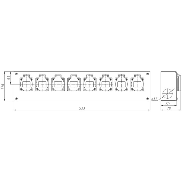 ТТС KPC-8-8R Коробка розеточная