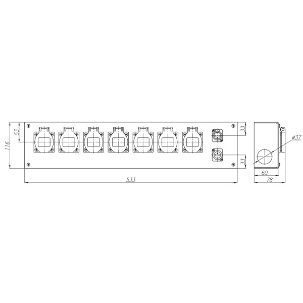 ТТС KPC-8-7R-1F3-1M3 Коробка розеточная