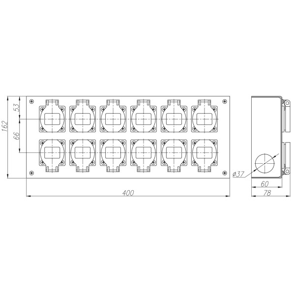 ТТС KPC-12D-12R Коробка розеточная