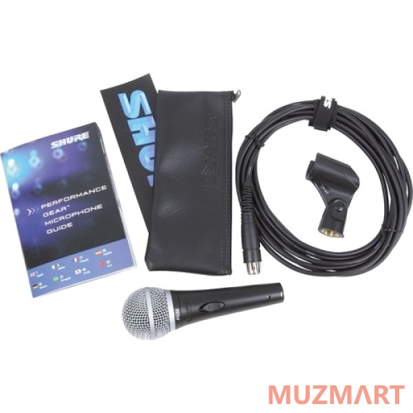 Shure PG58-XLR Вокальный кардиоидный динамический микрофон c выключателем и кабелем XLR -XLR