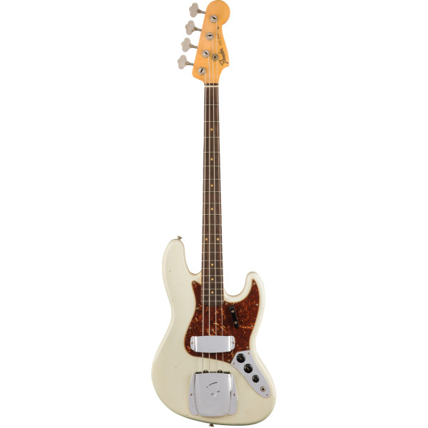 Fender Custom Shop 1962 Journeyman Relic Jazz Bass, Rosewood Fingerboard, Aged Olympic White Бас-гитара
