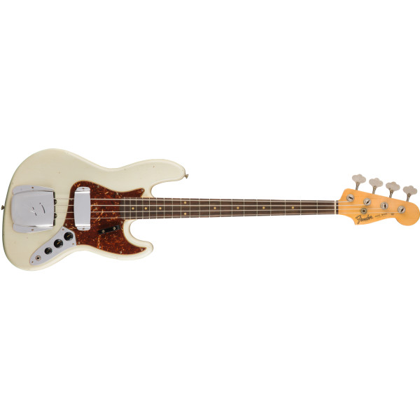 Fender Custom Shop 1962 Journeyman Relic Jazz Bass, Rosewood Fingerboard, Aged Olympic White Бас-гитара