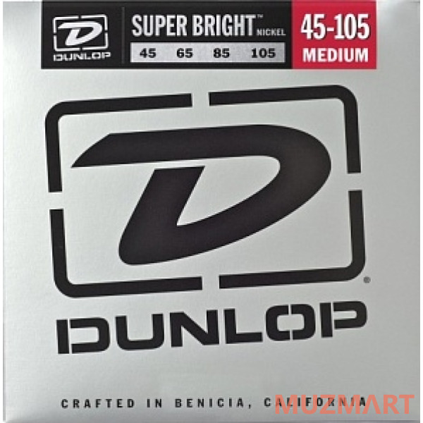 Dunlop DBSBN45105 Super Bright Комплект струн для бас-гитары, никелированные, Medium, 45-105,