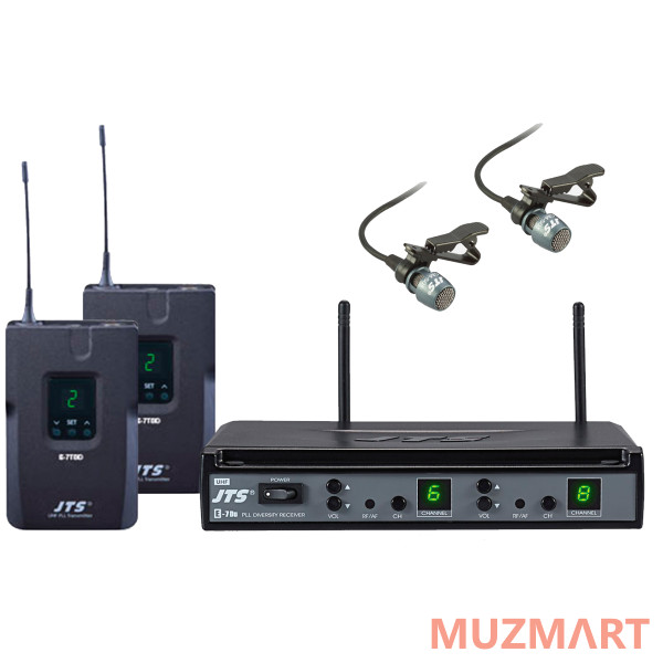JTS E-7Du/E-7TBD+CM-501 Радиосистема двухканальная с двумя поясными передатчиками и петличными микрофонами