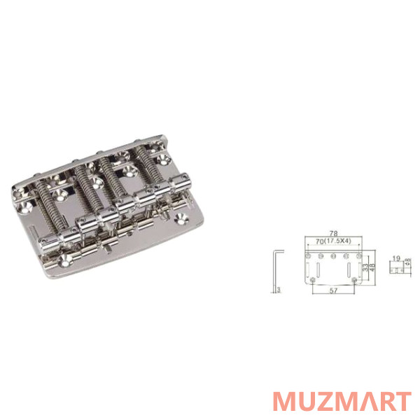 Gotoh 203B-4-С Бридж для 4-струнной бас гитары
