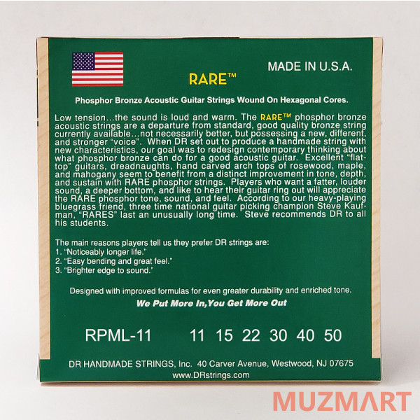 DR RPML-11 Custom Light Струны для акустической гитары (11 - 50)