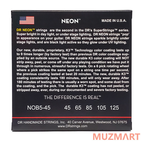 DR NOB5-45 HI-DEF NEON Струны для 5-струнной бас-гитары