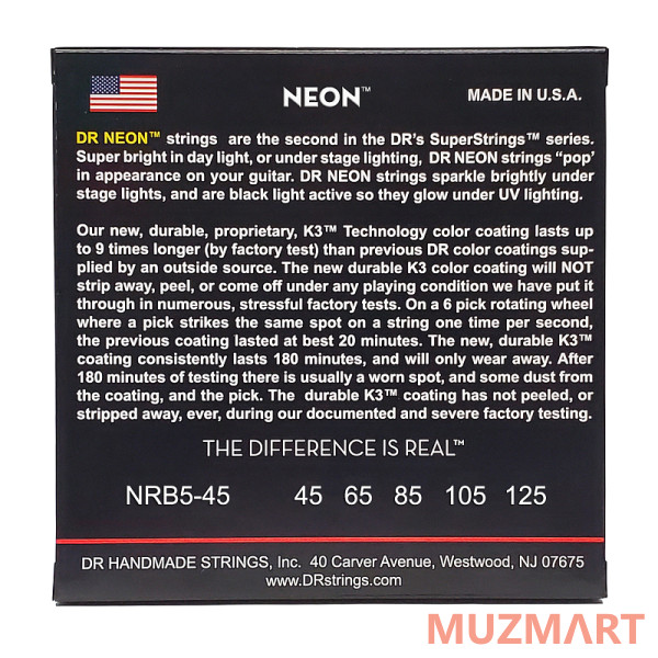 DR NRB5-45 HI-DEF NEON Струны для 5-струнной бас-гитары
