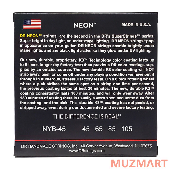 DR NYB-45 HI-DEF NEON Струны для бас-гитары