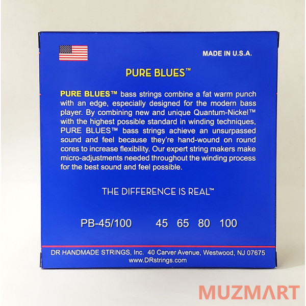 DR PB-45/100 PURE BLUES Струны для бас-гитары