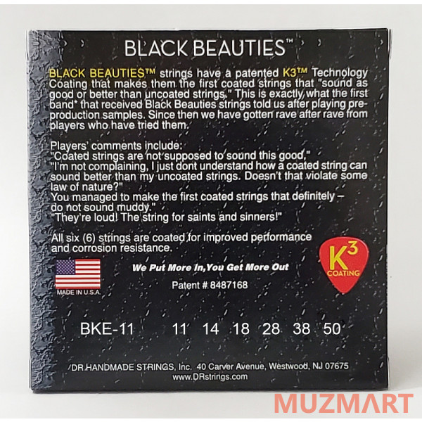 DR BKE-11 BLACK BEAUTIES Струны для электрогитары