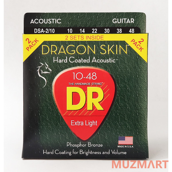 DR DSA-2/10 DRAGON SKIN Струны для акустической гитары, 2 комплекта