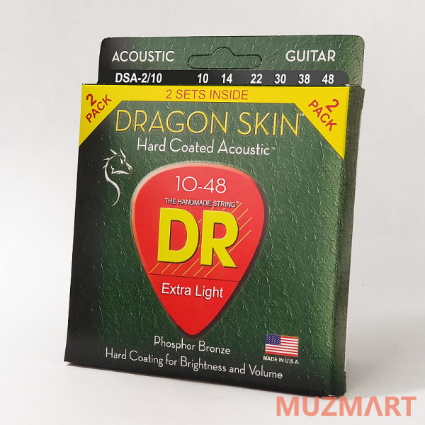 DR DSA-2/10 DRAGON SKIN Струны для акустической гитары, 2 комплекта